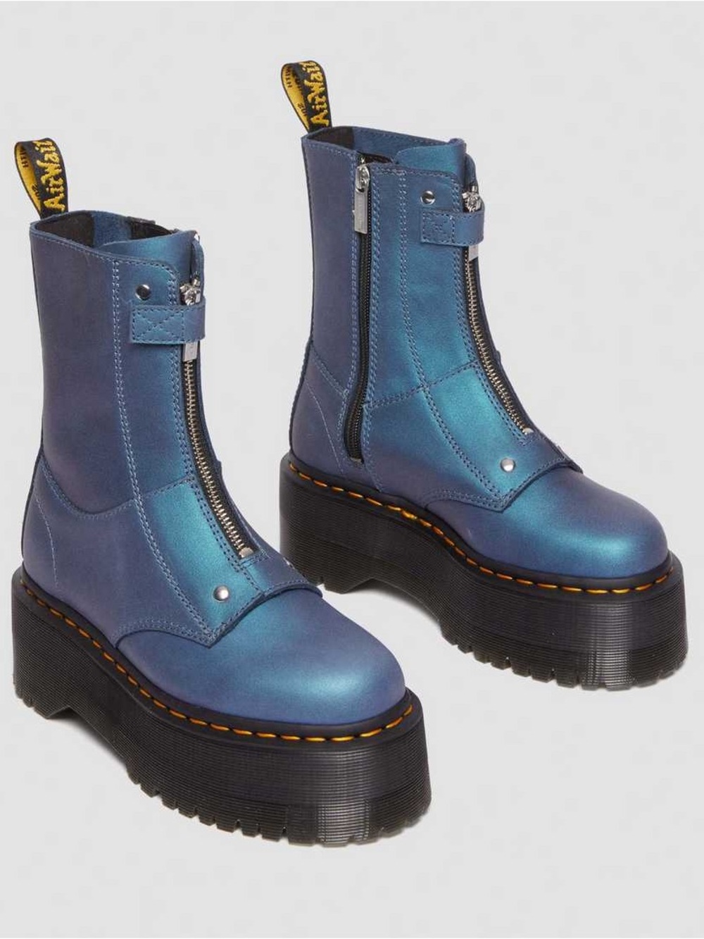 Dr. Martens Blue Iridescent Platform Zip Boots